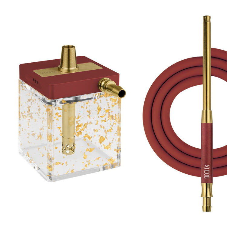RUSSIAN HOOKAH HOOB - SUBATOM (RED / GOLD COMPONENTS / GOLDEN FLASK)