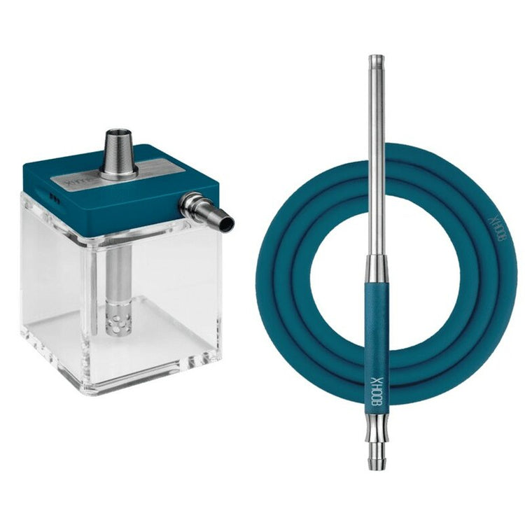HOOKAH HOOB - SUBATOM (BLUE / GOLD COMPONENTS / TRANSPARENT FLASK)