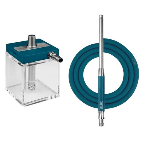 HOOKAH HOOB - SUBATOM (BLUE / GOLD COMPONENTS / TRANSPARENT FLASK)