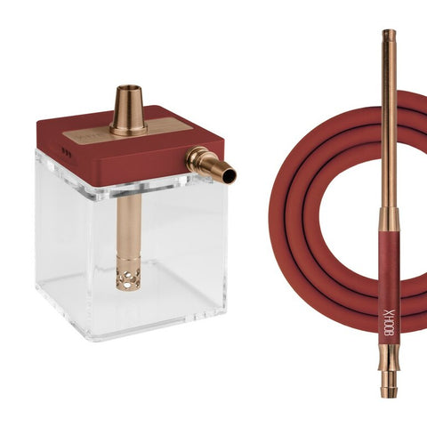 RUSSIAN HOOKAH HOOB - SUBATOM (RED / GOLD COMPONENTS / TRANSPARENT FLASK)